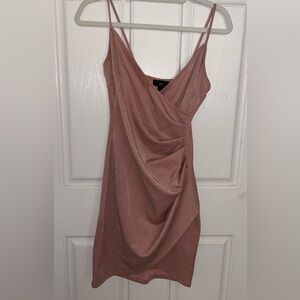 IN brand light pink shimmer mini dress.